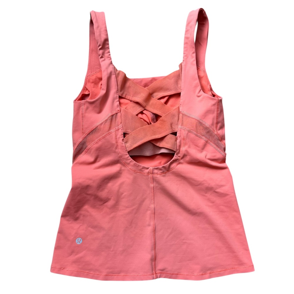LULULEMON Rise & Fold coral criss cross mesh strap tank top size 6 - Picture 2 of 10